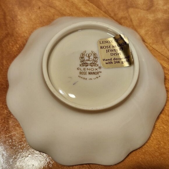 Lenox Rose Manor Jewelry 4" Dish Fine China, 24k Gold Trim, Orig Box - Picture 2 of 6